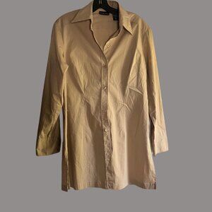 New York & Co Khaki Midi Shirt Dress w/ Side Slits